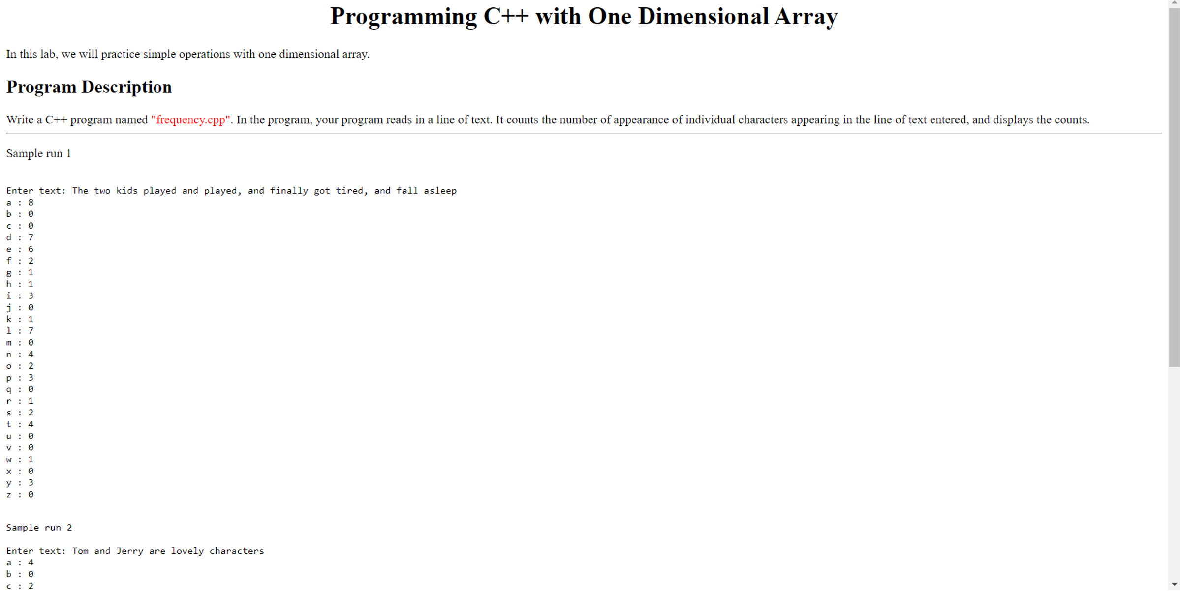  Sample run 1 Enter text: The two kids played and played,