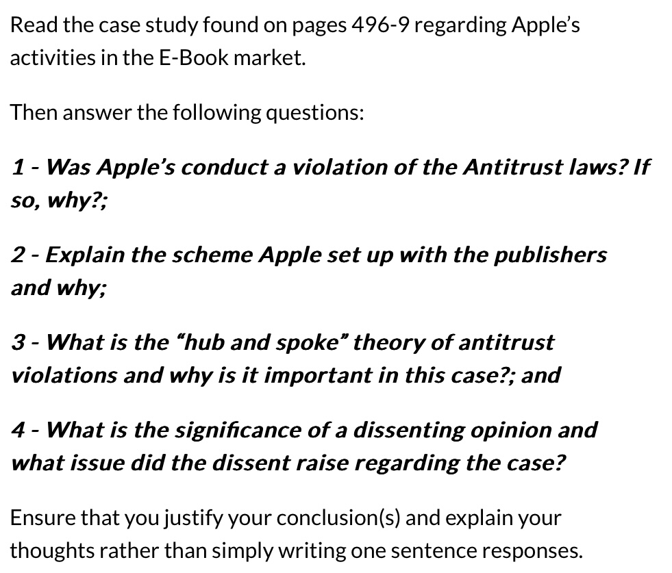 Read the case study found on pages 496-9 regarding Apple's activities
