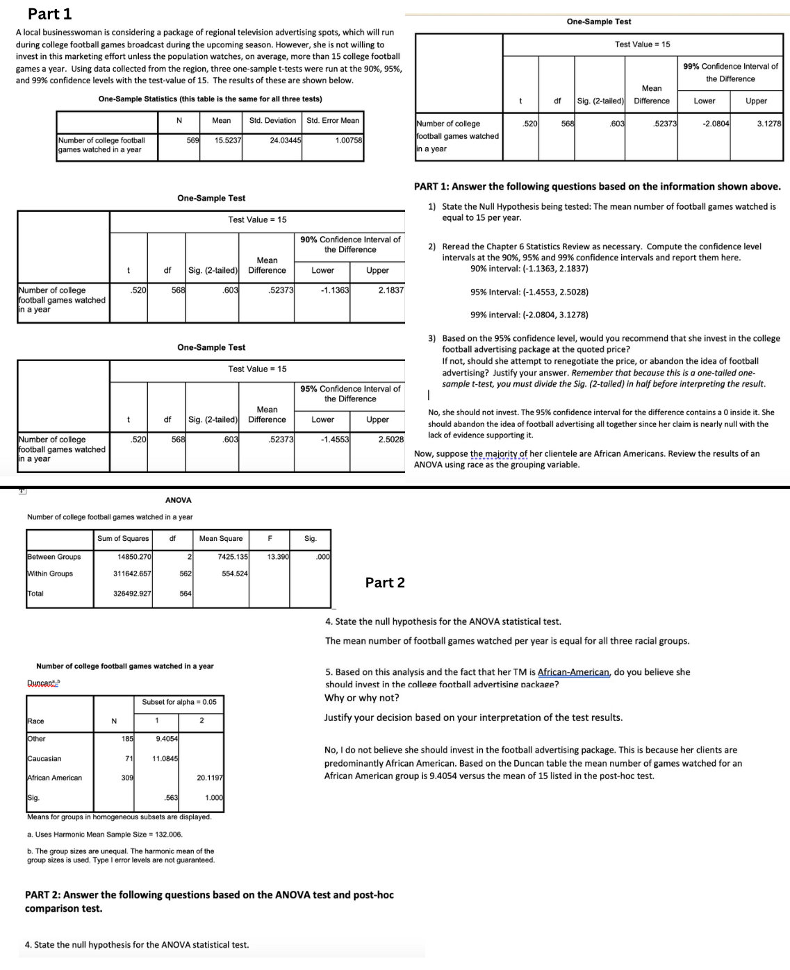  Please answer the questions to part 1 & 2. While there
