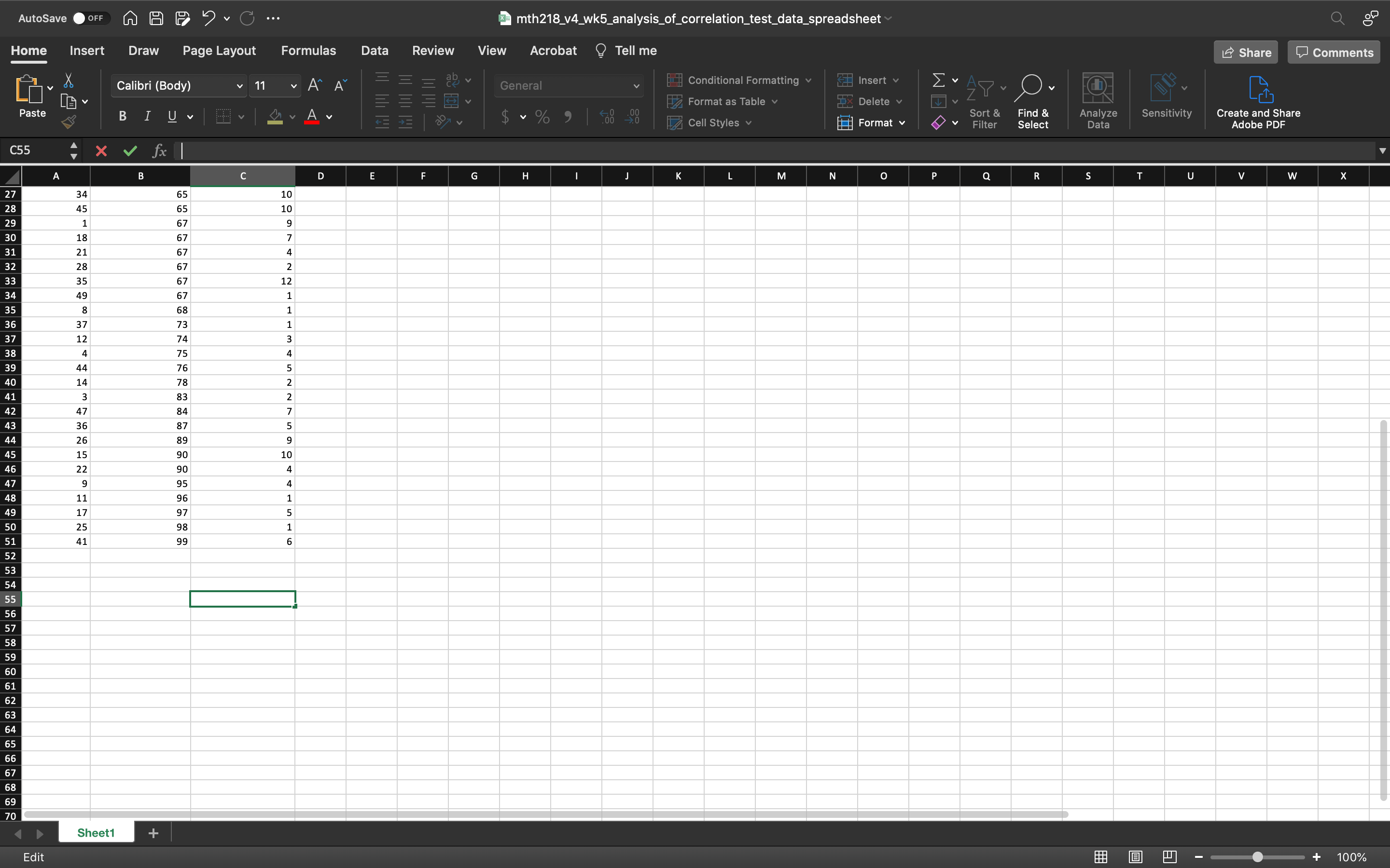 Layout Formulas Data Review View Acrobat ? Tell me Share Comments Calibri