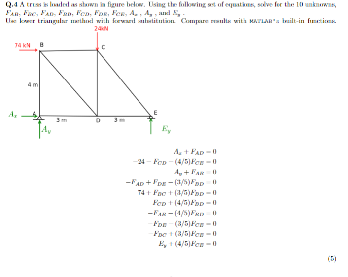 I need the matlab code please, do not solve by hand or