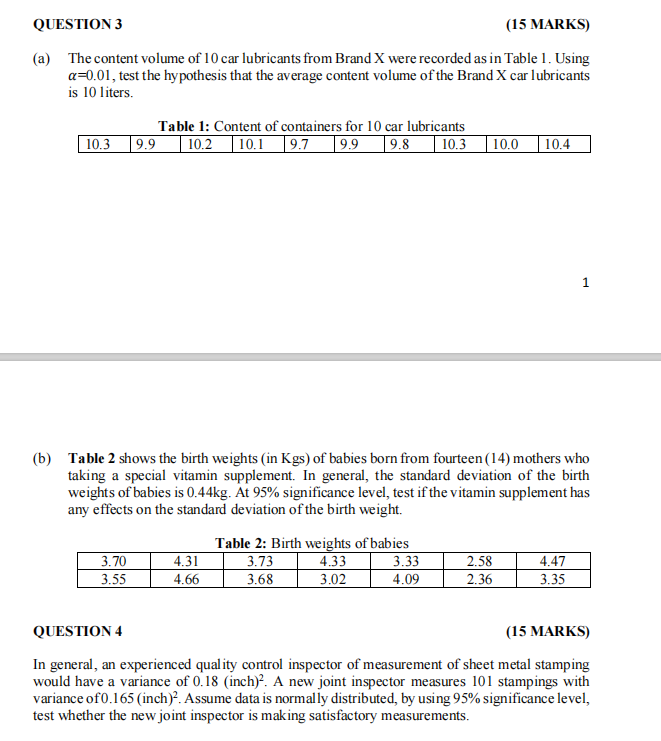 Please ans the question: QUESTION 3 (15 MARKS) (a) The content volume
