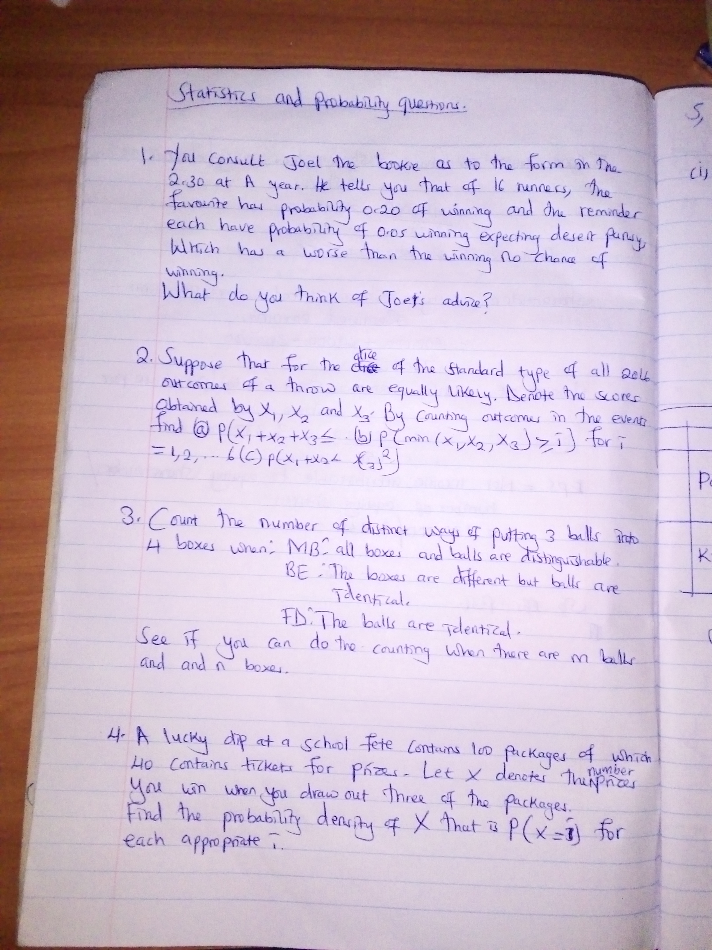 Statistics and probability questions. Answer all. Statistics and Probability questions . S,