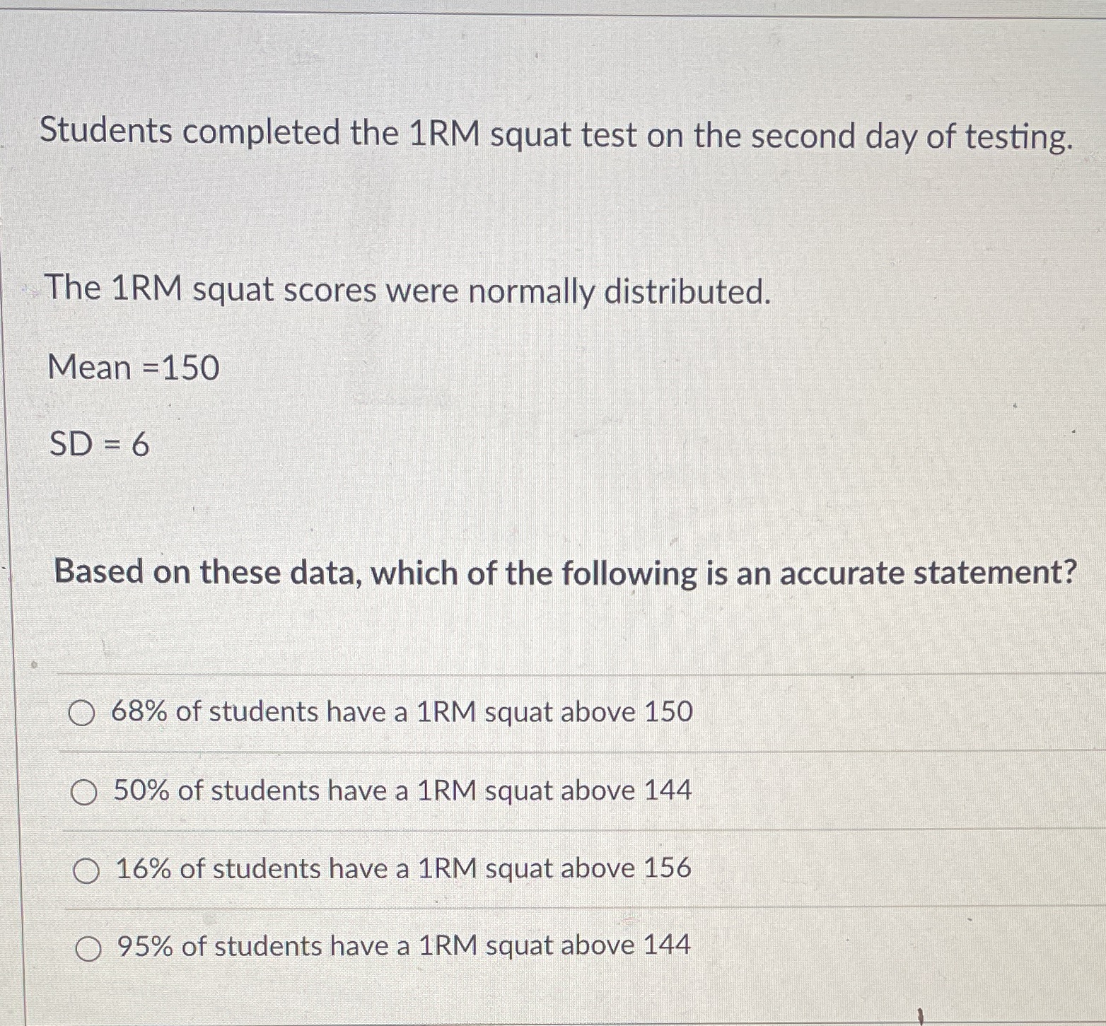 Can someone explain this? Students completed the 1RM squat test on the
