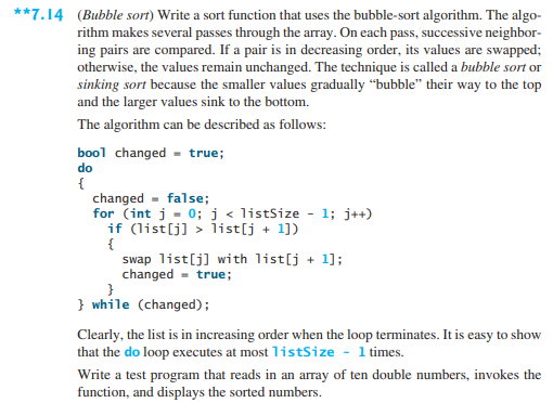 first question using c++ plz provide output also.. (Reverse bubble sort) In