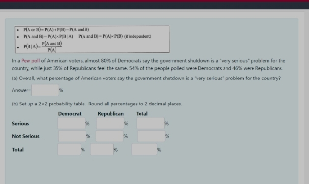 answer please P(A of B)- P(A)+ P(B) -P(A and B) P(A and