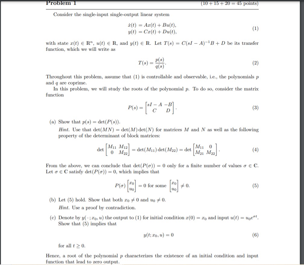 Problem I (10 + 15 + 20 = 45 points Consider