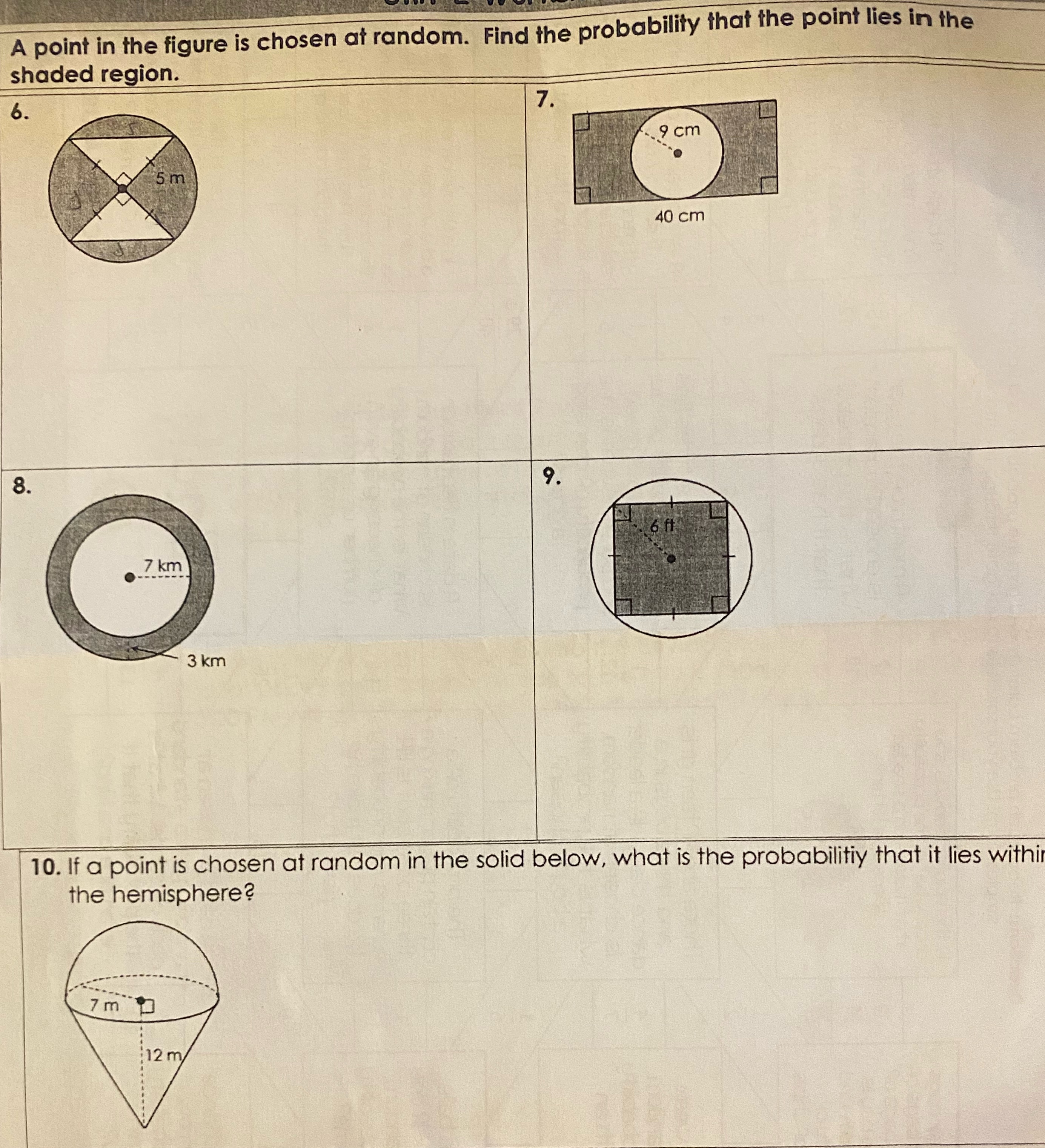 A point in the figure is chosen at random. Find the