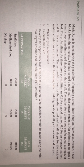 Pleas answer this problem about decision analysis from quantitative analysis for management