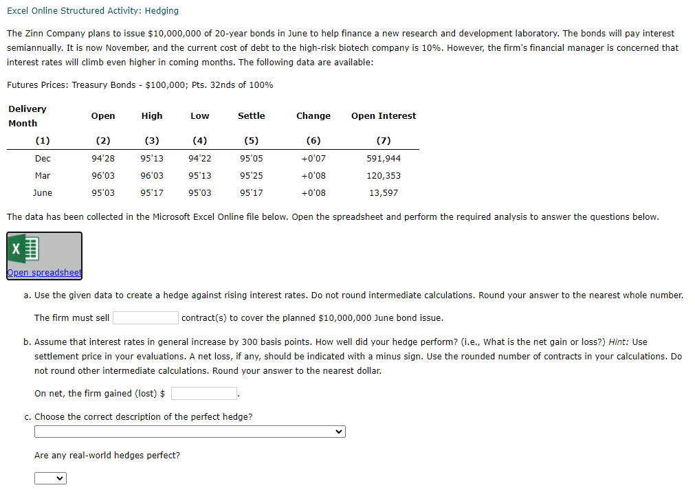 Please compute formulas on spreadsheet and answer A, B, C Excel Online