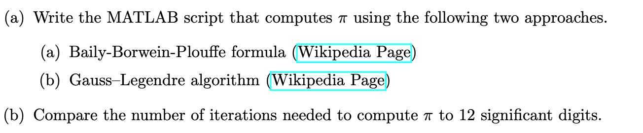  (a) Write the MATLAB script that computes r using the following