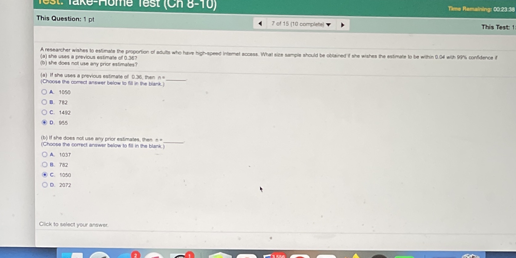 Please help solve this lost. lake-nome lest (Ch 8-10) Time Remaining: 00:23:38