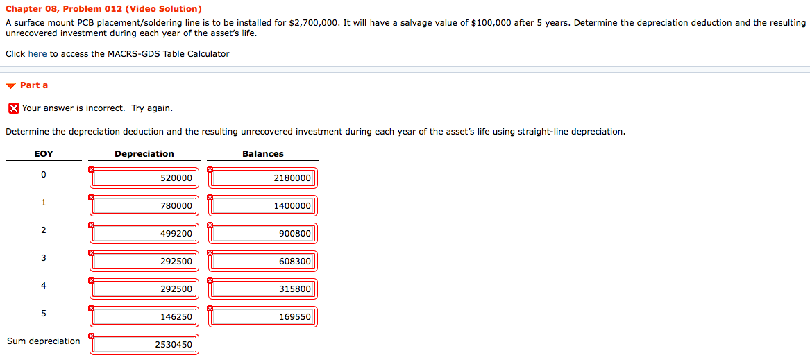Engineering Economics Exam! Please help! Chapter 08, Problem 012 (Video Solution) A