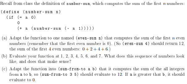 Need help writing this code in Scheme using DrRacket Recall from class