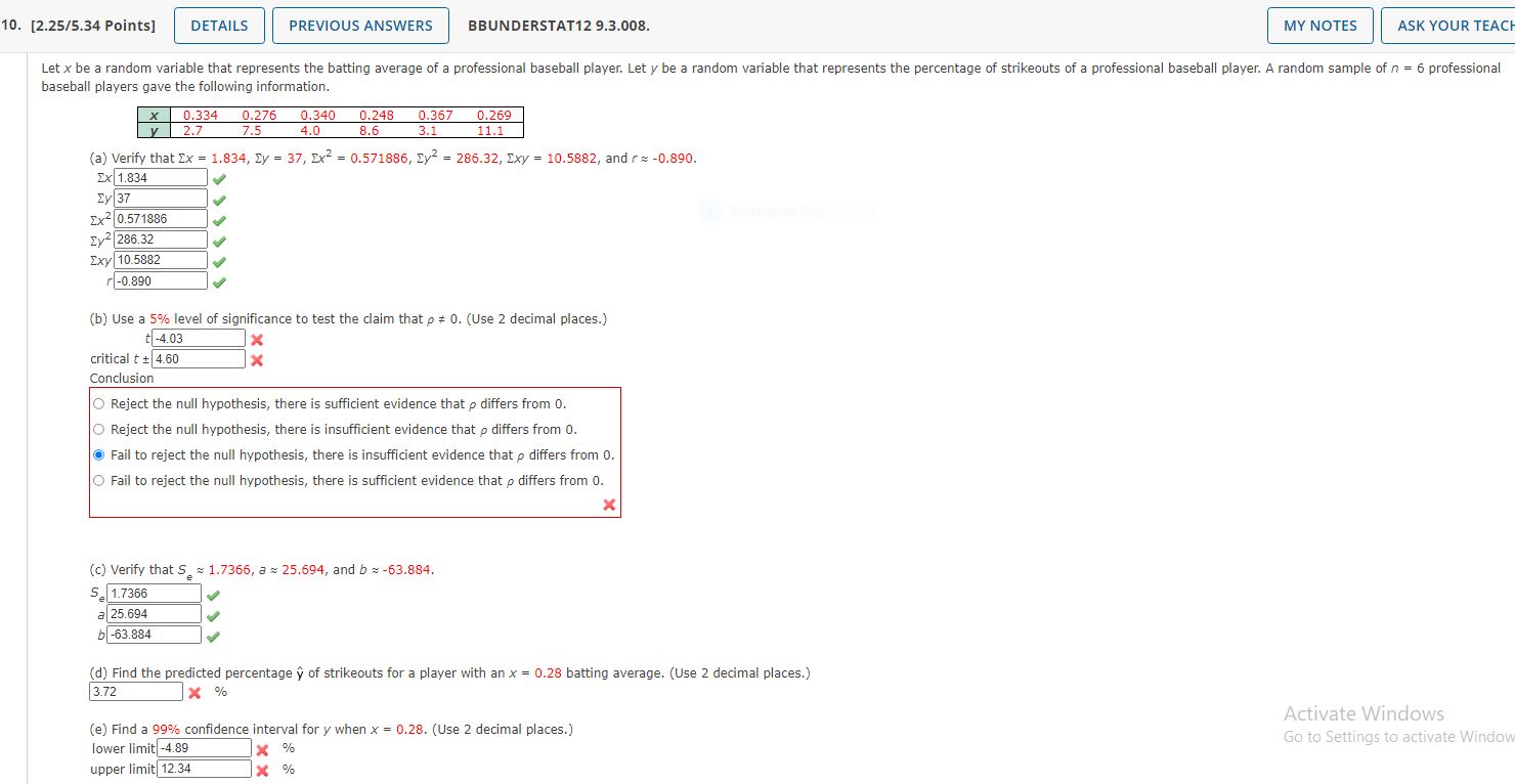 to test the claim that ,3 t 0. (Use 2 decimal places.)
