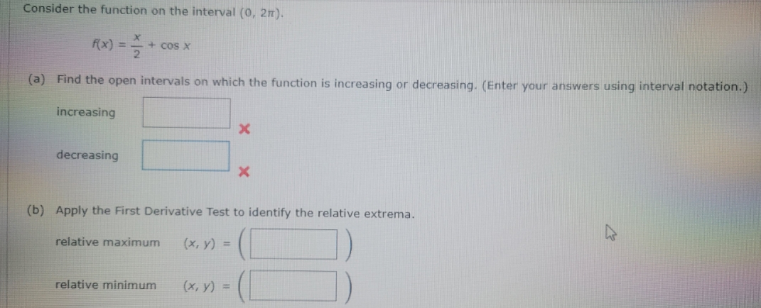 Having trouble. Please solve. Thank you! Consider the function on the interval