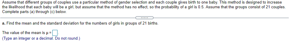  Assume that different groups oi couples use a particular method of