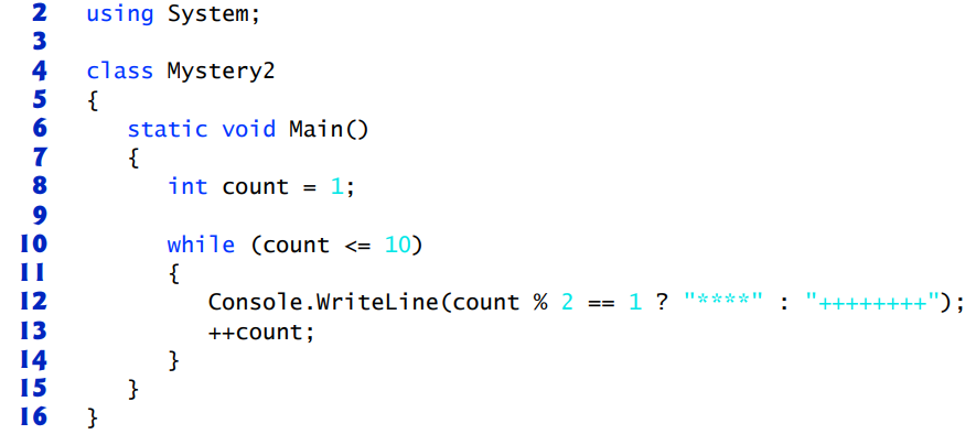 What Does These Programs Do? What does the following app display? C#