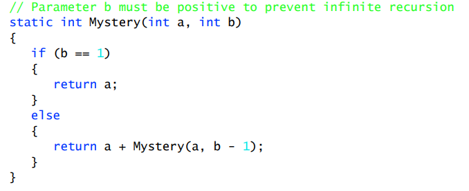 return a; \} else { return a +ystery (a,b1) \} \}