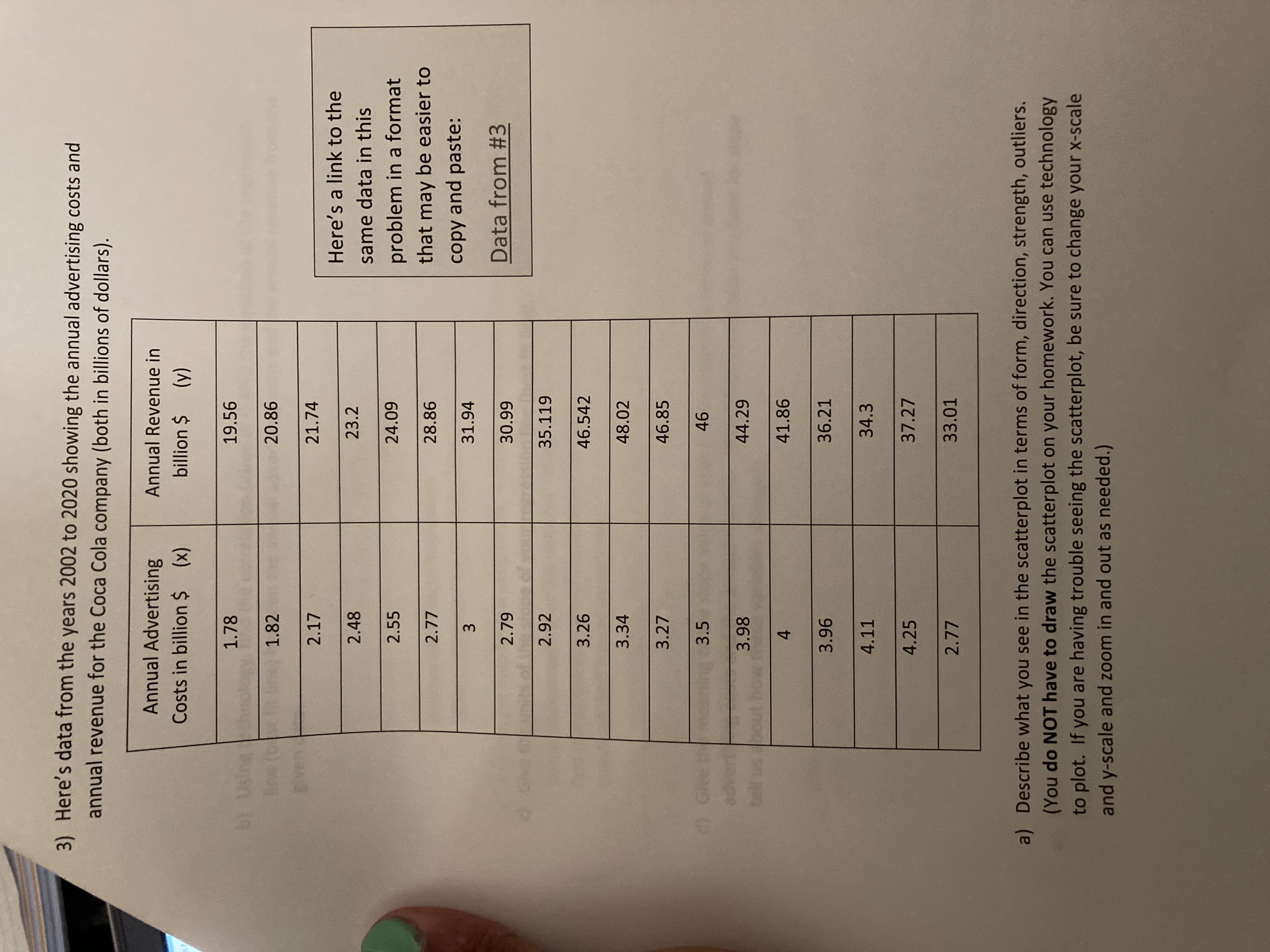 of r) AND the equation of the regression line (best fit line)