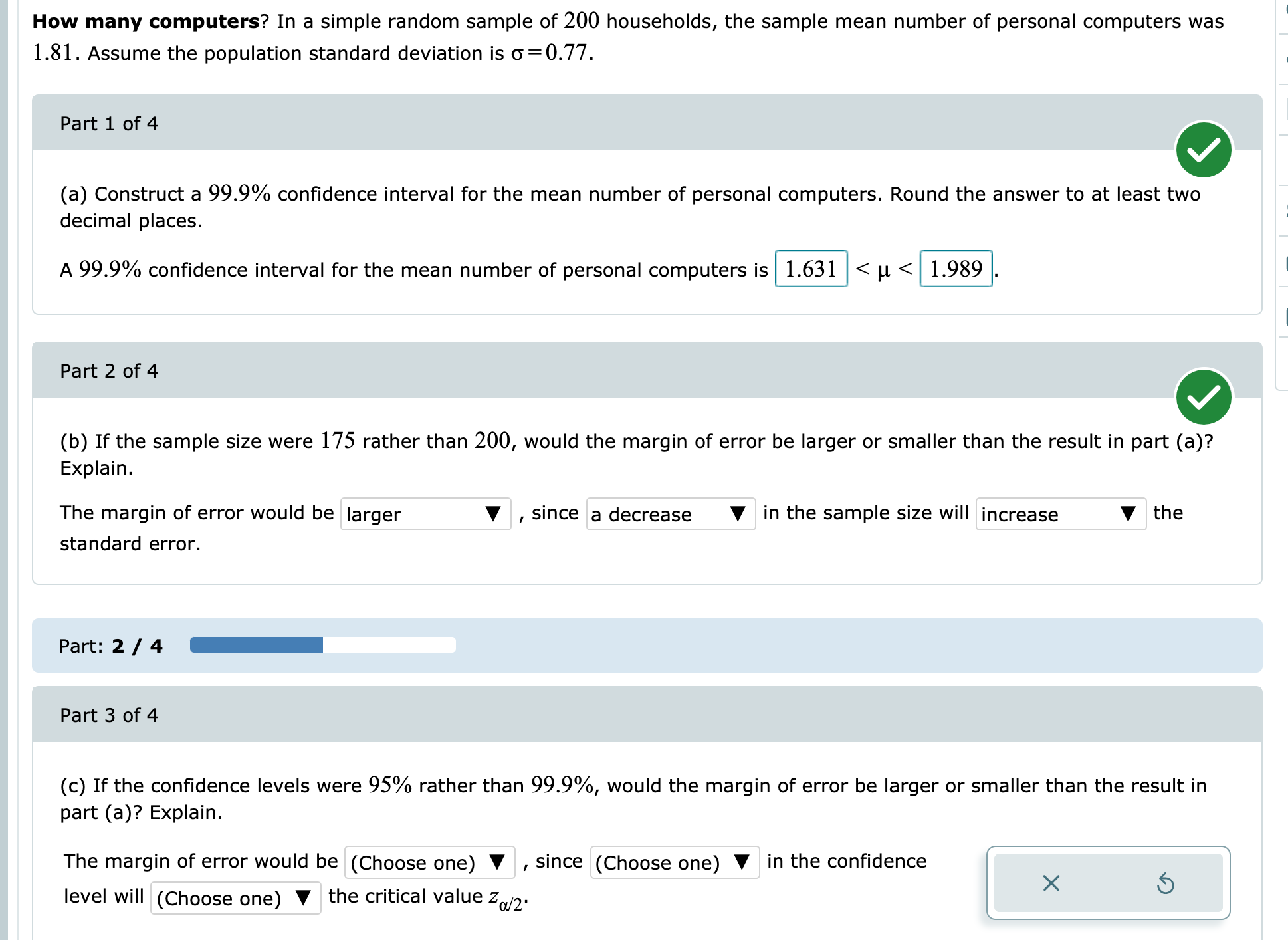 help with part 3 How many computers? In a simple random sample
