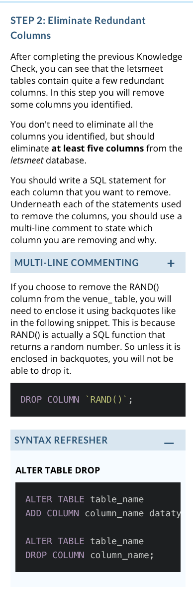 looking for tables that fail to meet Third Normal Form (3NF). Recall