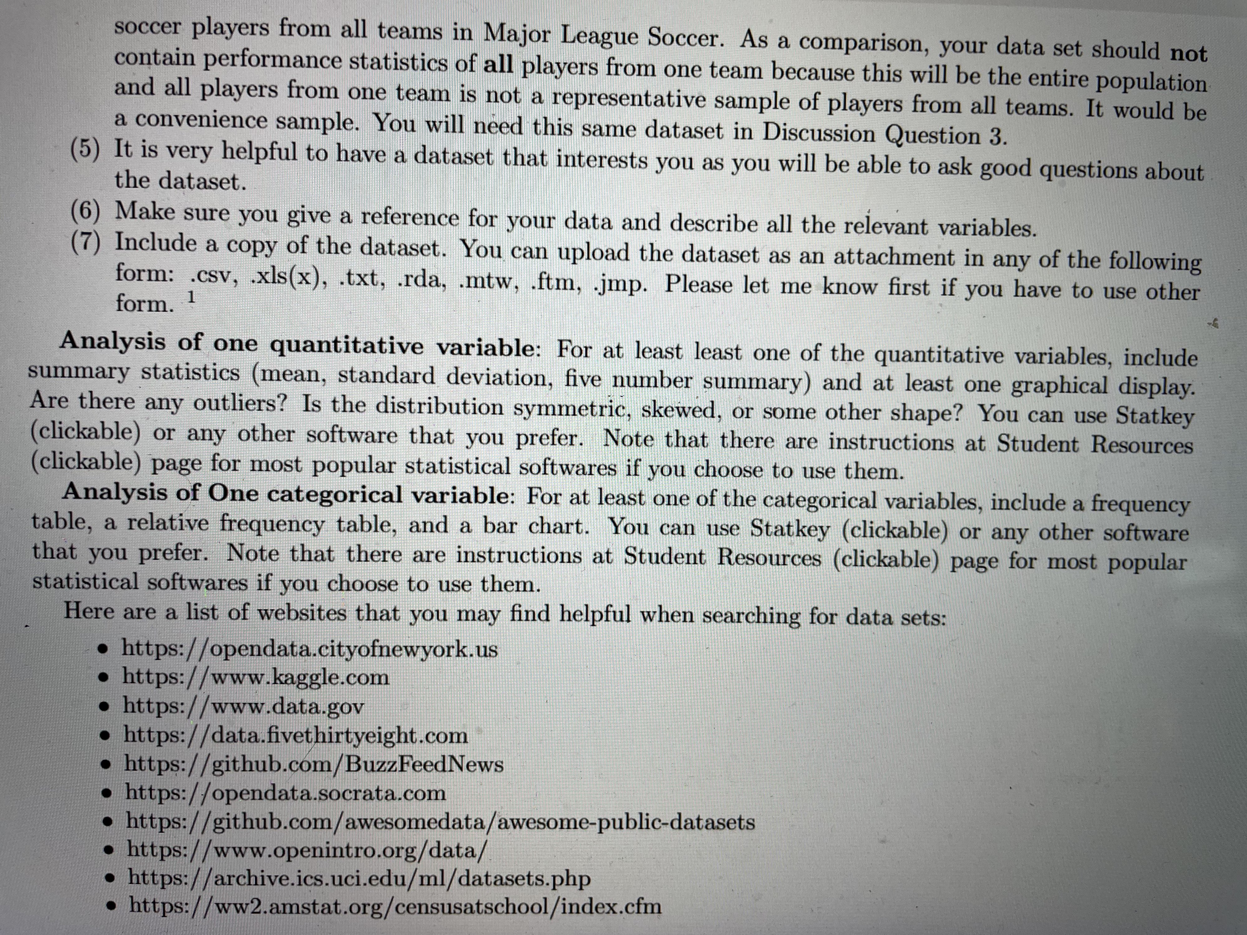 this discussion question, you must find some sort of published, existing data.