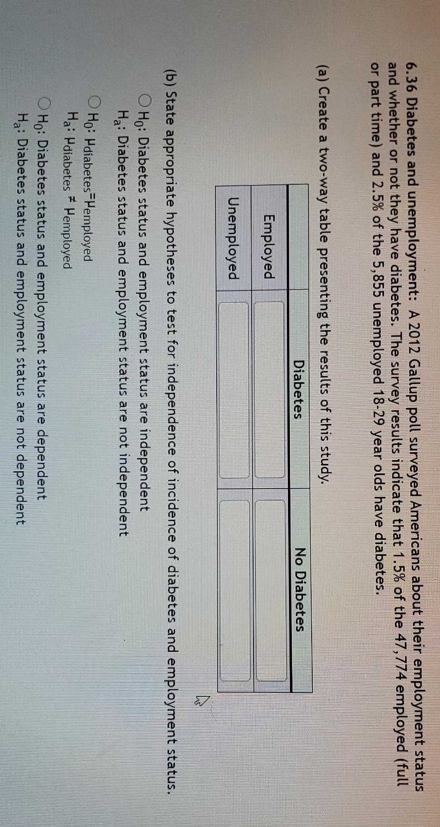 There is another question to this that says: The sample difference is