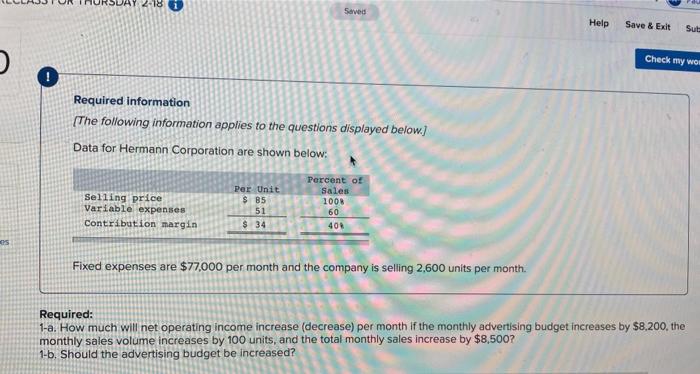  Saved Help Save & Exit Sut Check my wor Required information