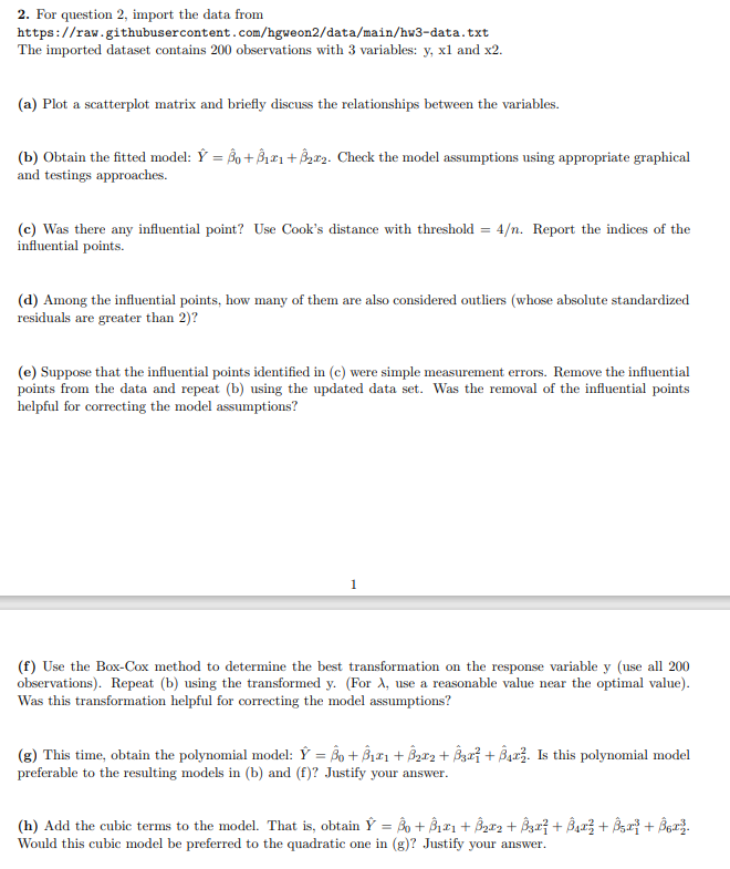  2. For question 2, import the data from https://raw. githubusercontent. com/hgweon2/data/main/hw3-data.