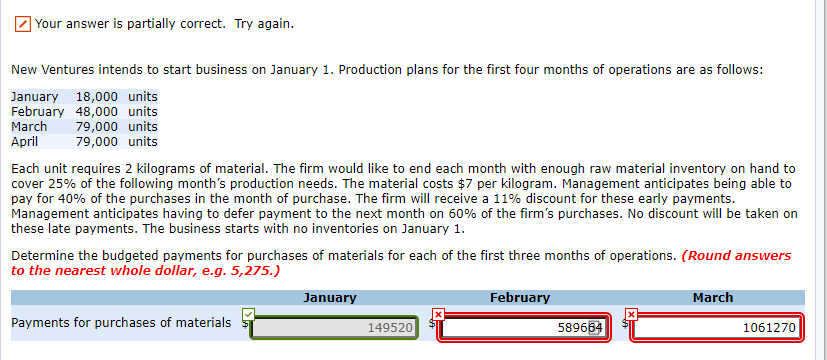 | Your answer is partially correct. Try again. New Ventures intends