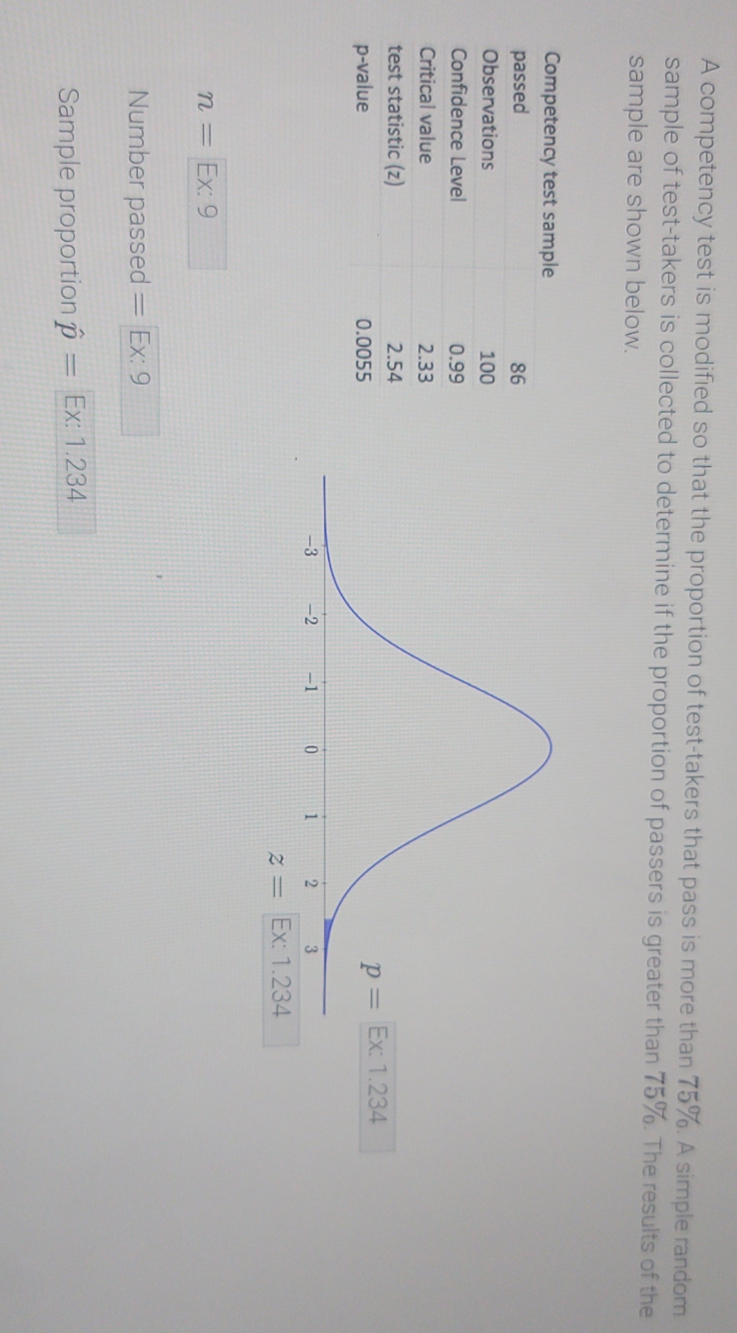 please answer all questions and explain A competency test is modified so