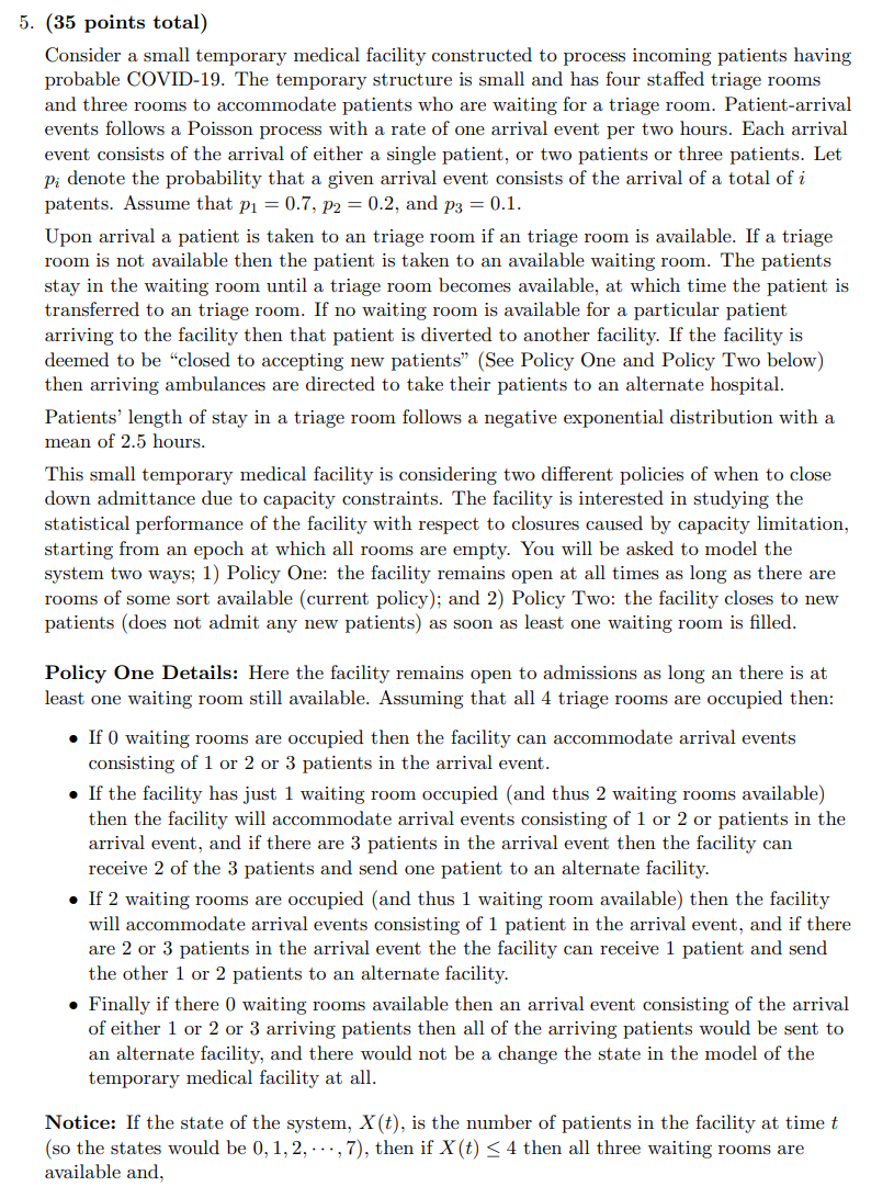 Please solve the following Continuous Time Markov Process Problem associated with Queueing