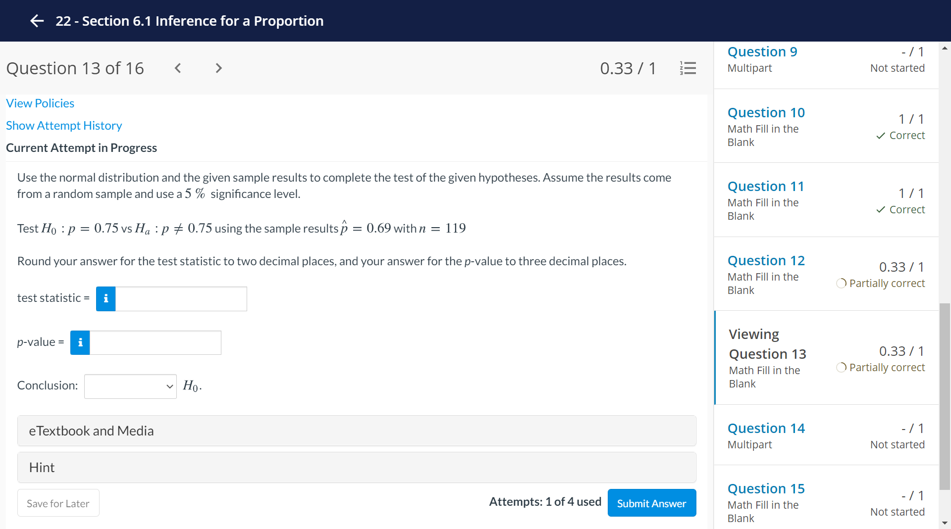  6 22 - Section 6.1 Inference for a Proportion Question 13