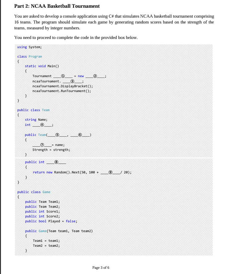  Please Complete the code. 