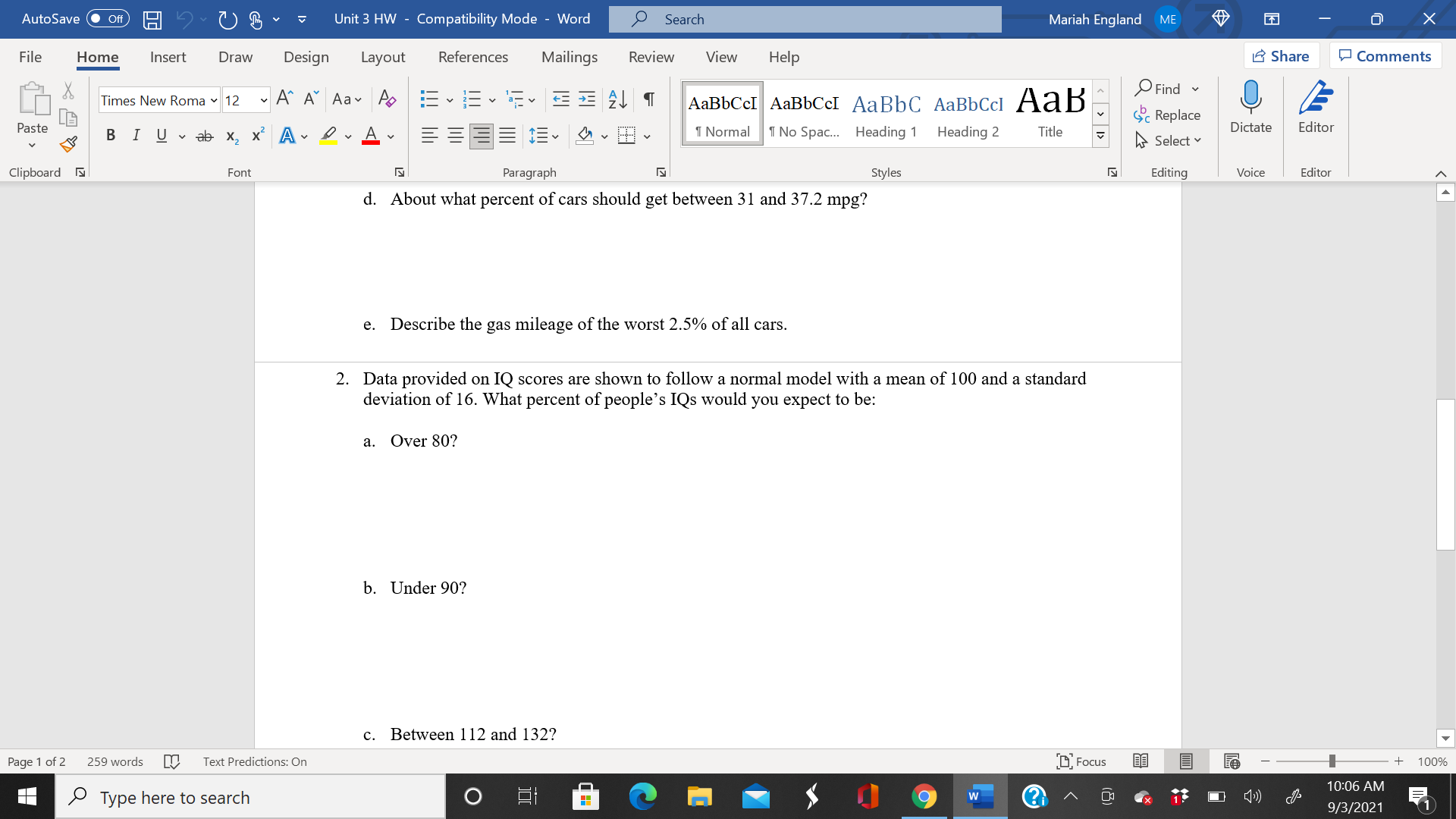 AutoSave O Off ) By Unit 3 HW - Compatibility Mode