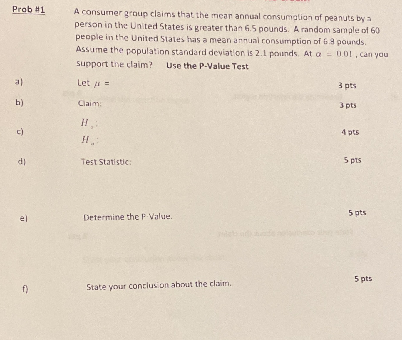 Please write clear step by step A-F thank you Prob #1 A