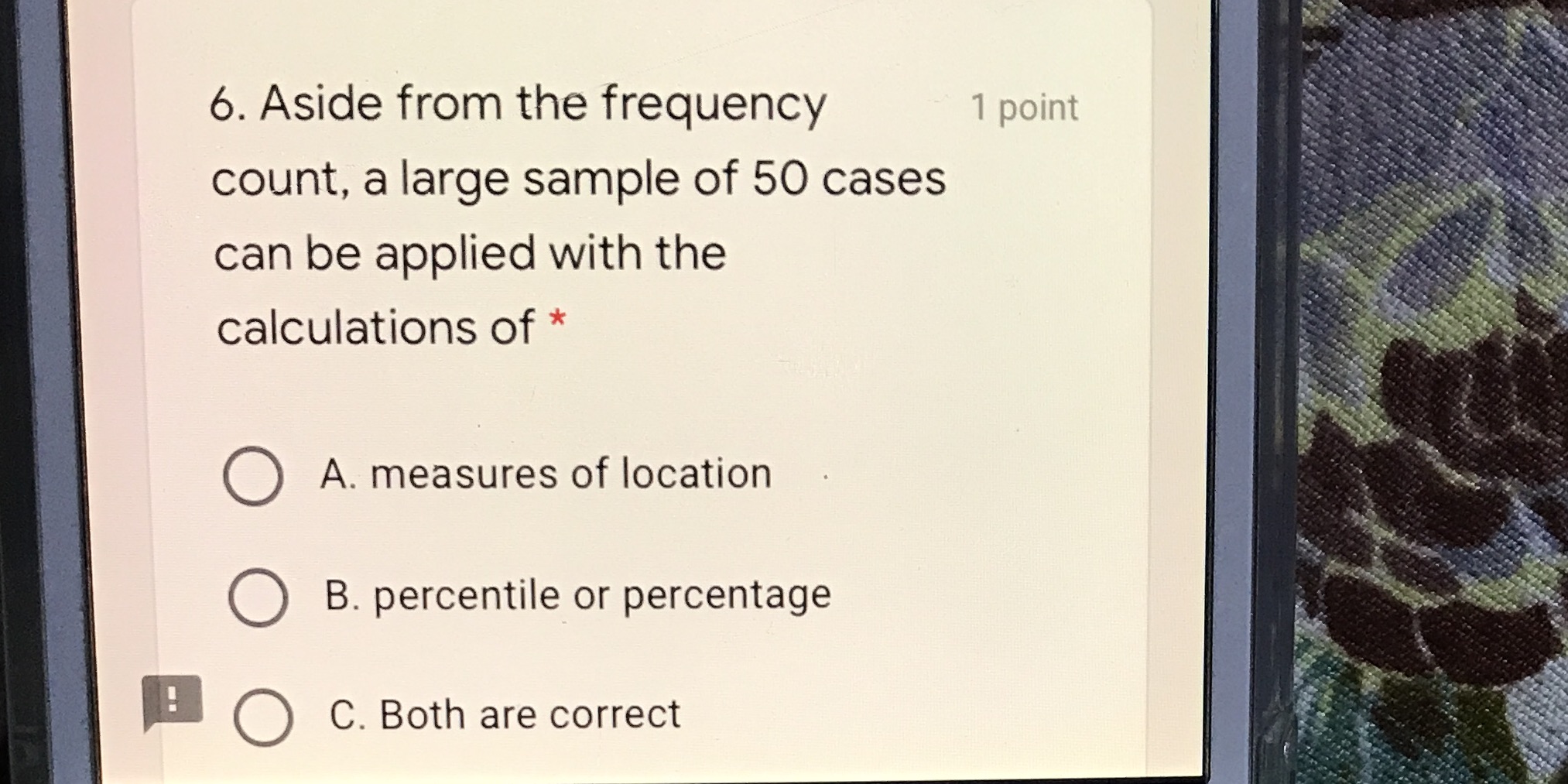 6. Aside from the frequency 1 point count, a large sample