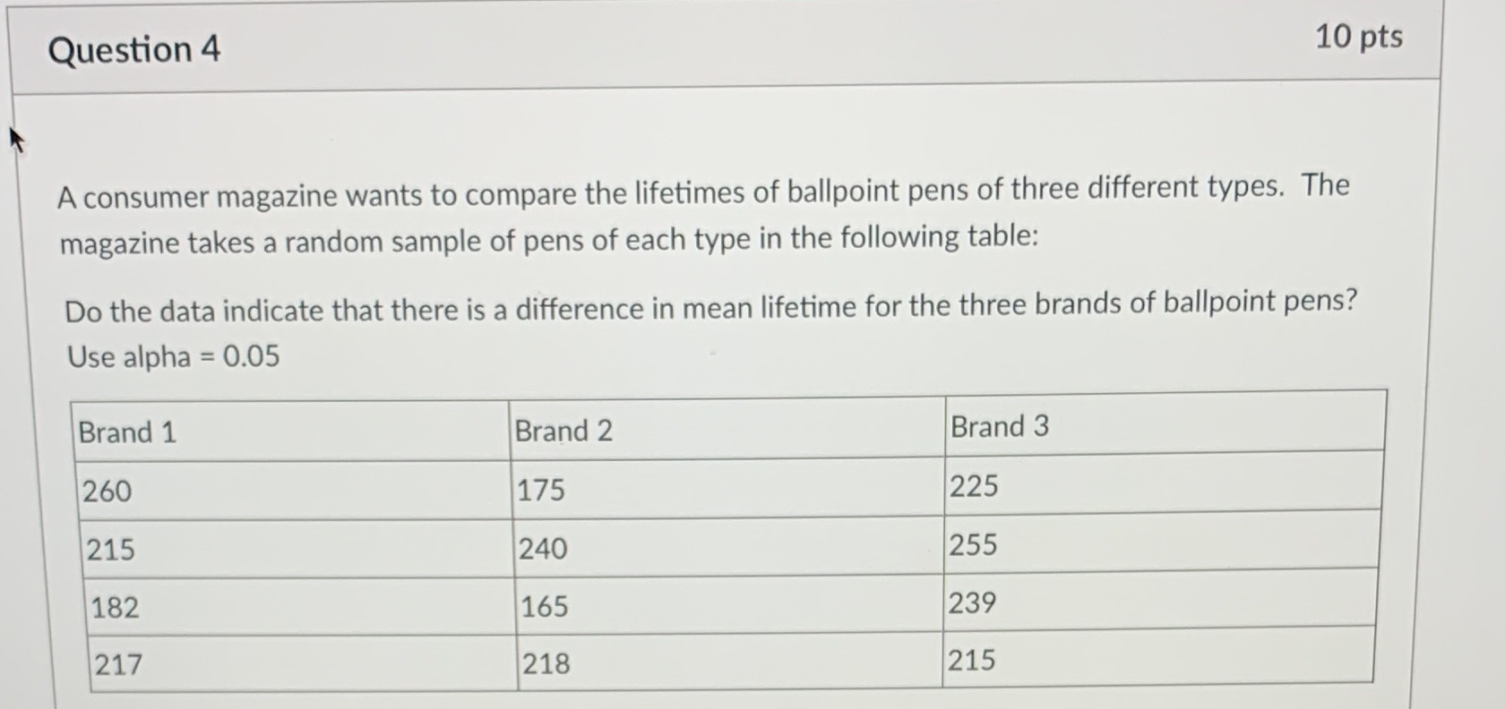 #4 Please show work Question 4 10 pts A consumer magazine wants