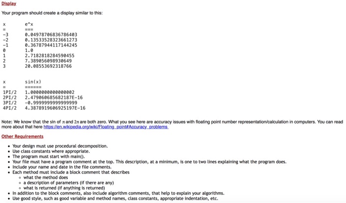for the code. We cannot use Math.PI , Math.E nor Cos in
