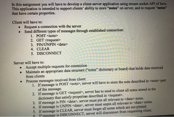  In this assignment you will have to develop a client-server application