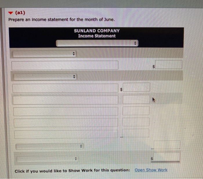 Submission) On June 1, 2022, Sunland Company was started with an initial