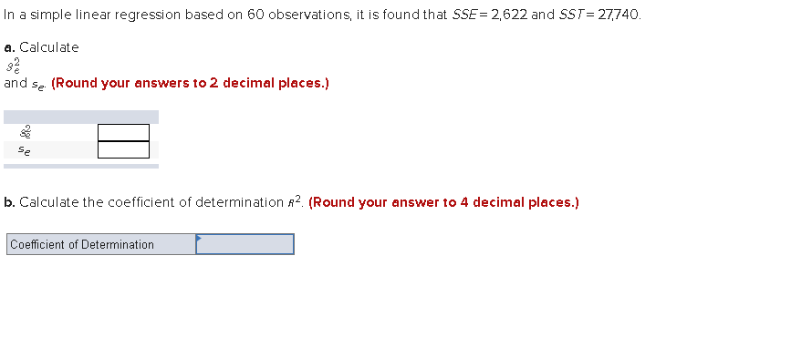 Need help here In a simple linear regression based on 60 observations,