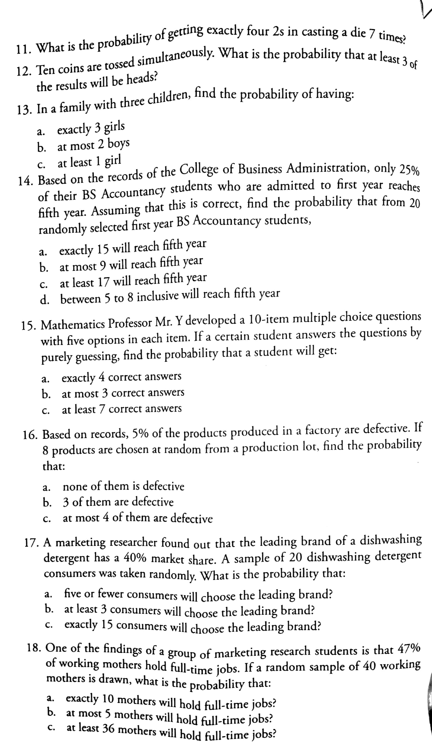 complete solutions. 1. 10. A pair of dice is tossed. Find the
