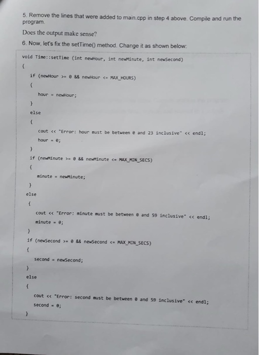 set the time to the time specified by the parameters void setTime