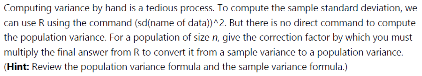 Please help me better understand this problem. Computing variance by hand is