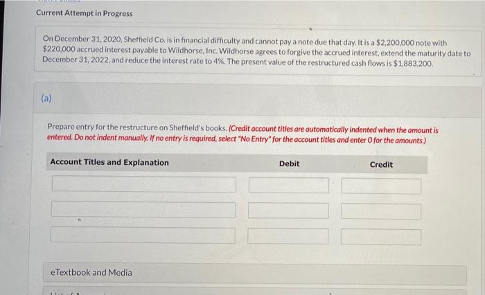  Current Attempt in Progress On December 31, 2020, Sheffield Co. Is