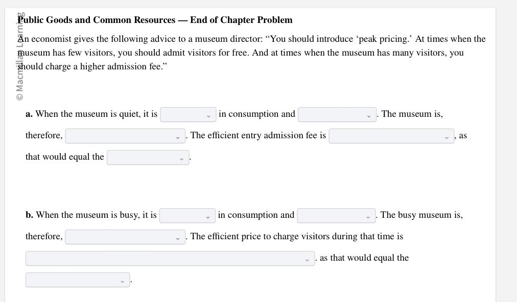  Public Goods and Common Resources - End of Chapter Problem 1