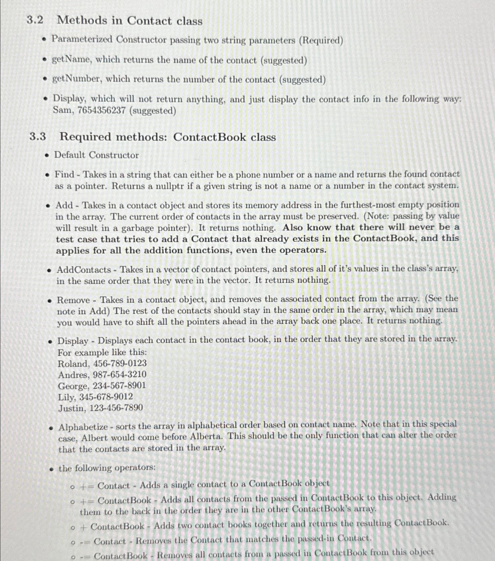  3.2 Methods in Contact class Parameterized Constructor passing two string parameters