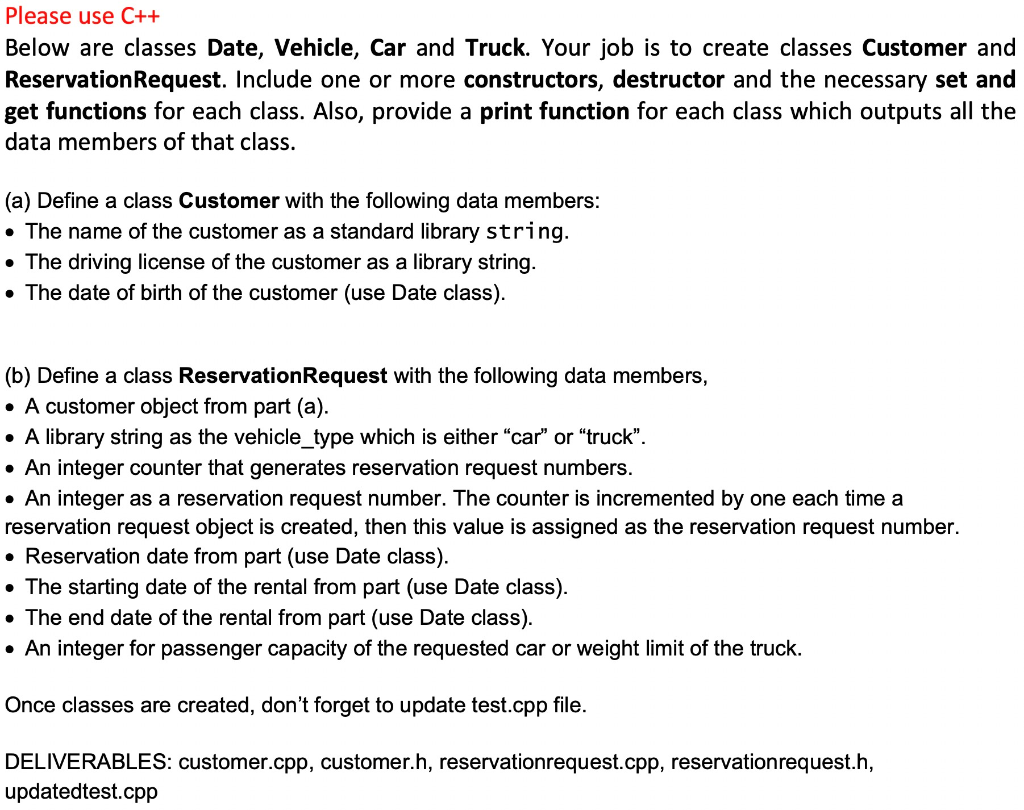 Hi, can you please help me with C++ classes question? Will rate!